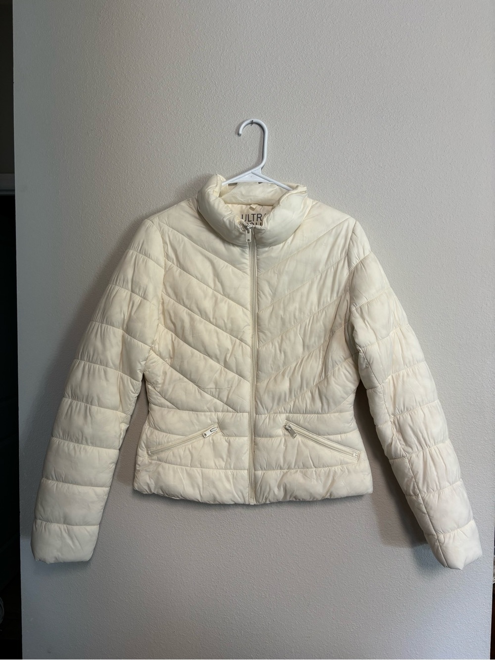 Love Tree Cream Quilted Puffer Jacket